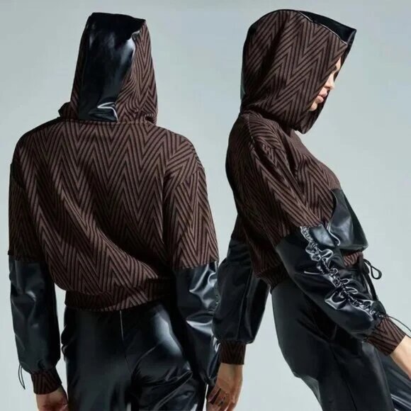 Noli Brown and Black Jacquard Hoodie - Picture 1 of 11